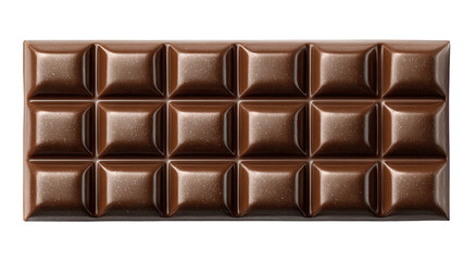 Dark chocolate bar, rectangular shape, squares