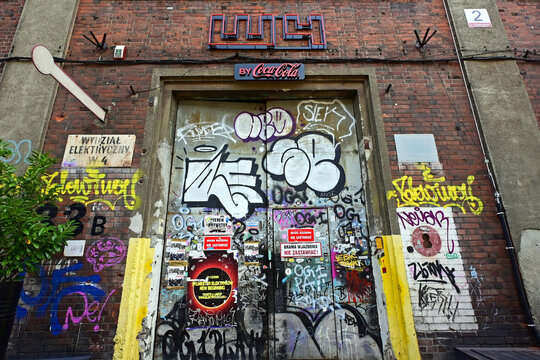 Gdańsk, Poland, Europe : Electricians street 2 - ulica Elektryk&oacute;w, former shipyard area transformed into popular venue for meetings, cultural events, concerts, W4 radical culinary hub, food squat