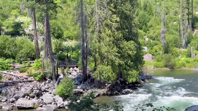 Scenic Landscape of Wenatchee River Valley in Washington State.	