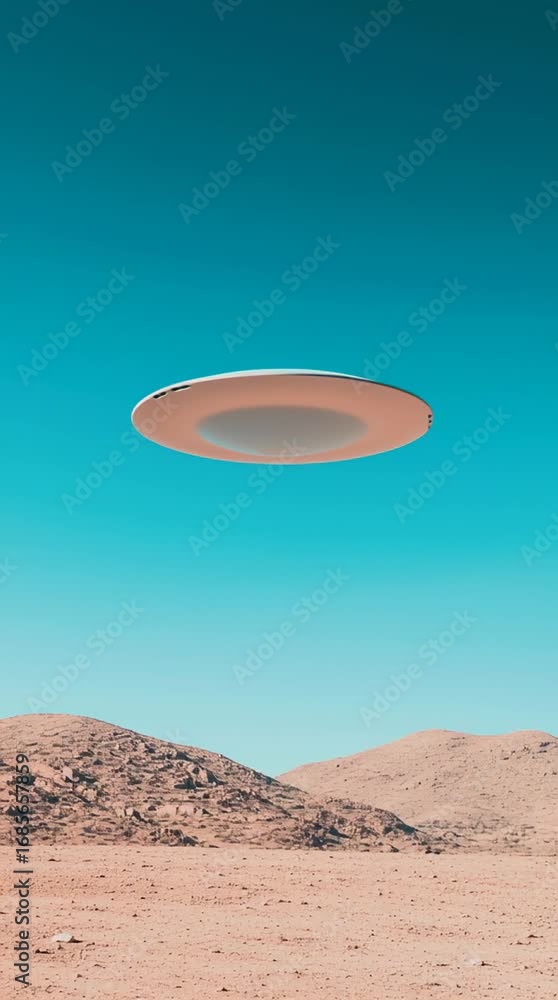 Poster spaceship hovering over a desolate area