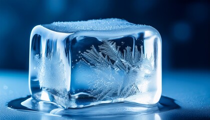 frozen bitcoin in ice cube close up