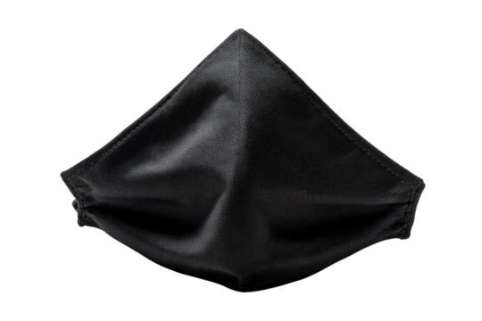 Black fabric face mask, flat lay