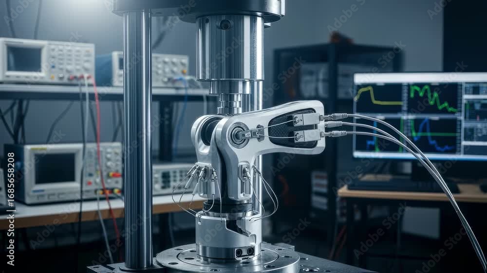 Aufkleber comprehensive view of an exoskeleton loadbearing joint assembly integrated with strain gauges during