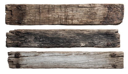 Weathered wooden planks, three horizontal pieces