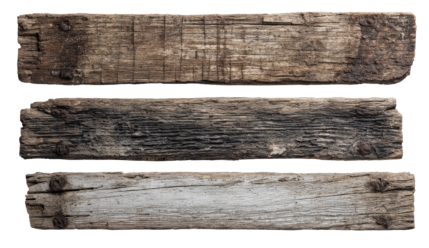 Weathered wooden planks, three horizontal pieces - Powered by Adobe
