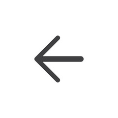 Arrow points to the left. Back arrow icon. Direction indicator pointer sign icon. Previous symbol.