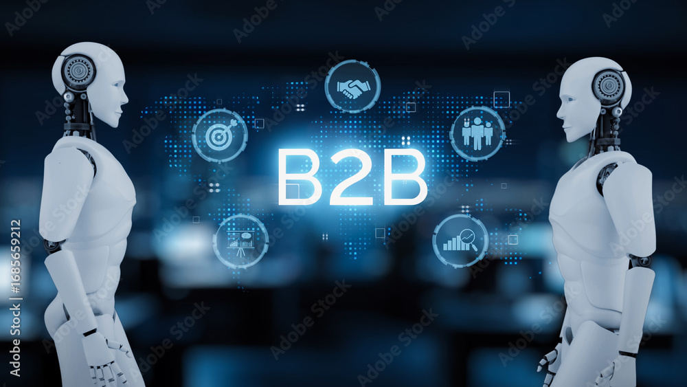 Poster ai-driven b2b strategy revolutionizing business operations through intelligent automation, real-time