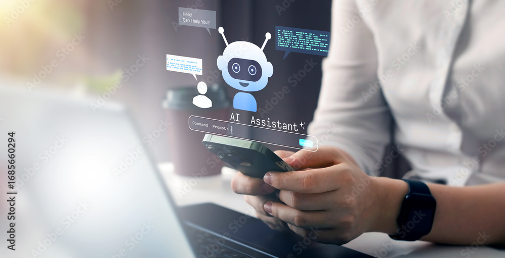 Aufkleber ai technology is future.chat bot with ai assistant that provides instant answers, information, and s