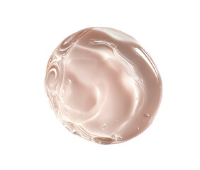 Creamy, light-pink serum, smoothly swirled in a circle, isolated on black
