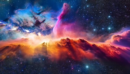 glowing galactic nebula with vibrant colors and stars in the background