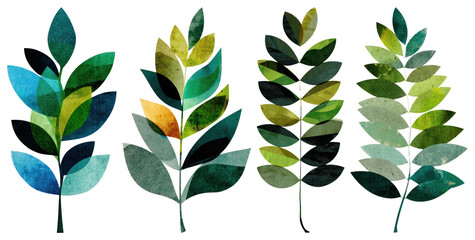 PNG Colorful Abstract Geometric Leaves