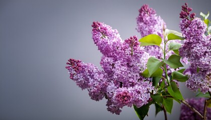beautiful lilac blossoms in soft purple hues against a gray background during springtime bloom season