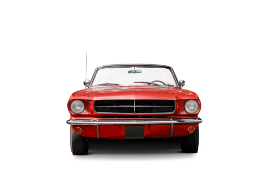 Red Classic Muscle Car Front View Isolated on transparent Background