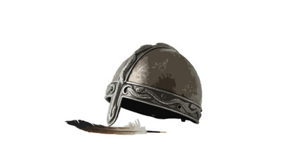 metal antique viking helmet isolated on transparent background 