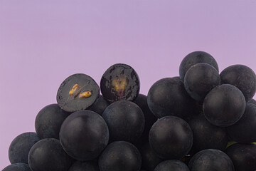 Bunch of organic black grapes.