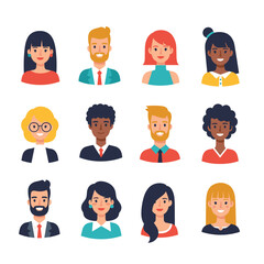 Diverse collection of professional people avatars for business and social media profiles