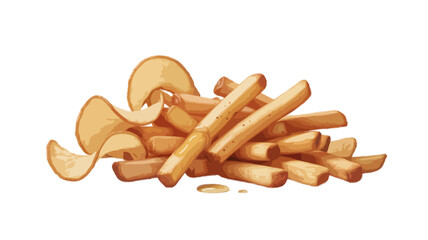 fried french fries potato chips isolated on transparent background