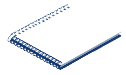 Blank spiral-bound notebook, isometric view