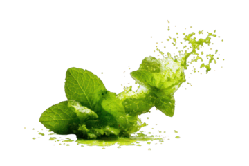 Abstract splash of vibrant green liquid, resembling crushed leaves