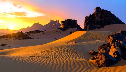 Dramatic desert sunrise panorama