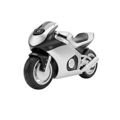 Sleek Silver and Black Sport Motorcycle 3D Render on White Background