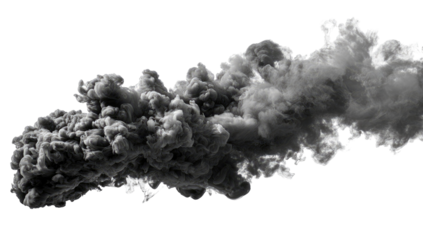 Dark, smoky plume against black