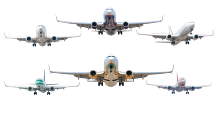 Several passenger jets in flight