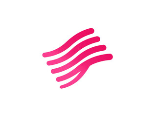 Obraz premium Abstract design of three overlapping, wavy, pink shapes on a black background. The shapes have a soft gradient, fading from a vibrant pink to a darker, more magenta hue