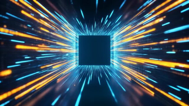 Abstract data stream with glowing lines, digital network concept