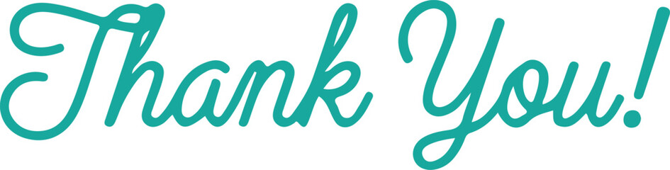 Thank You Message in Turquoise Script with Elegant Flourishes for Appreciating Kindness
