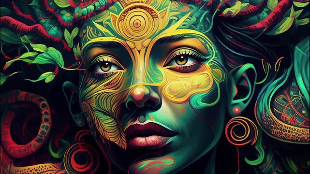 Shamanic meditation. The journey of consciousness. Mystical Shaman. Generative AI.