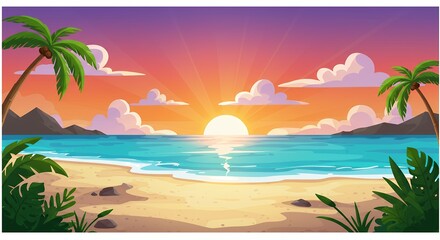 Tropical beach sunset