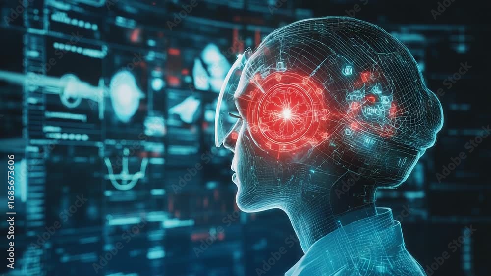 Aufkleber scientist working with artificial intelligence and virtual reality technology