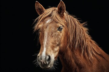 Obraz premium Majestic horse portrait showcasing natural beauty against a dark background