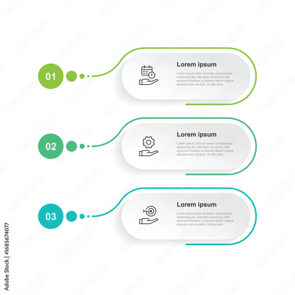 Poster 3 step vertical columns infographic template vector element.