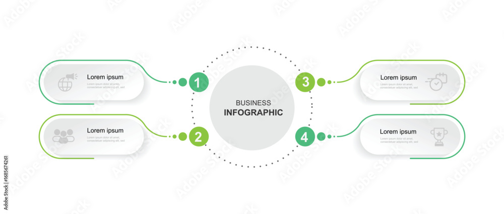 Poster 4 step circle diagram infographic element with icons suitable for information graphic and banner pre