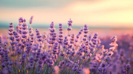 Obraz premium lavender field at sunset 