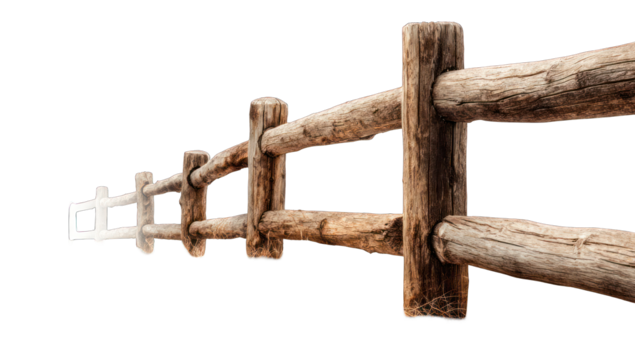 Rustic wooden fence stretches into the distance