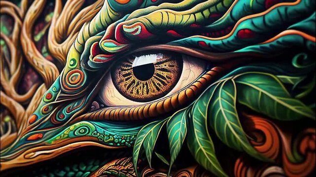 Shamanic meditation. The journey of consciousness.  The magic eye. Generative AI.