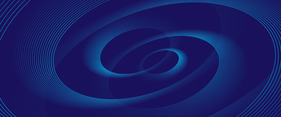 Abstract blue background with glowing curved lines. Shiny blue swirl curve lines design. Spiral lines. Geometric oval pattern.