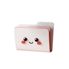 A cute and smiling file folder in cartoon style is shown in a 3D render.