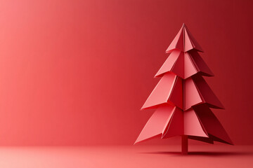 A minimalist representation of a Christmas tree stands, rendered in a soft, warm tone against a matching background, embodying the spirit of festive decor.