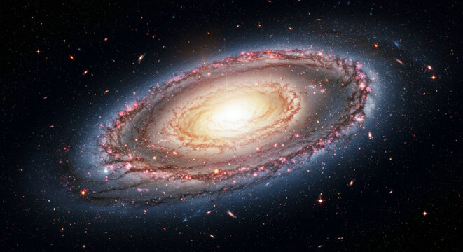 Spectacular Spiral Galaxy M81 also known as Bodes Galaxy shining brightly in the dark vastness of space and the universe