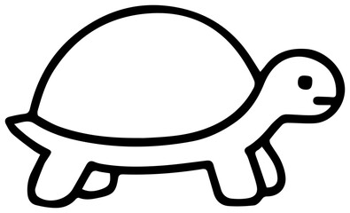 Adorable Cartoon Turtle Simple Line Art