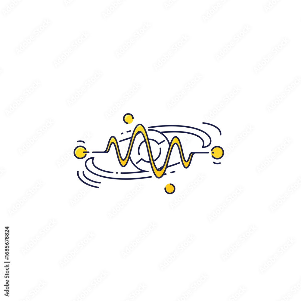 Fototapete abstract digital signal wave icon with swirling lines and data points - technology communication des