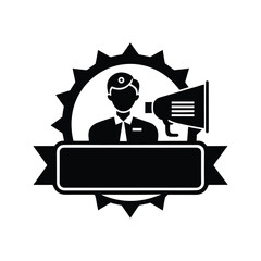 Blog Webinar Ad Silhouette Play Icon Speaker Vector Art Illustration