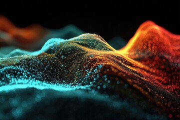 Futuristic glowing digital mountains wallpaper