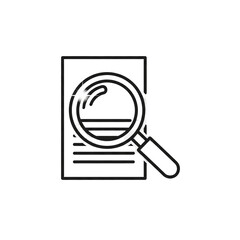 Document Search Icon with Magnifying Glass for Information Review and Analysis