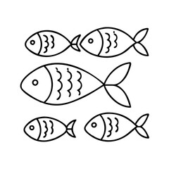 Obraz premium Vector art of a school of fish swimming together harmoniously, , a symbol of unity and cooperation in the marine world