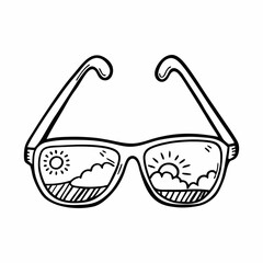 Sunglasses outline coloring book page line art drawing
